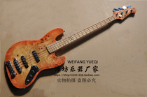 flyoung 4-string electric bass Burl grain veneer special bridge special pickups maple fingerboard inlays