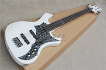 flyoung E BASSES 4-string electric bass white body gray pearl guard 12th fret fingerboard inlay
