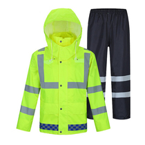 Multi-function reflective raincoat suit Traffic duty safety sanitation Fluorescent waterproof clothes Warning split raincoat