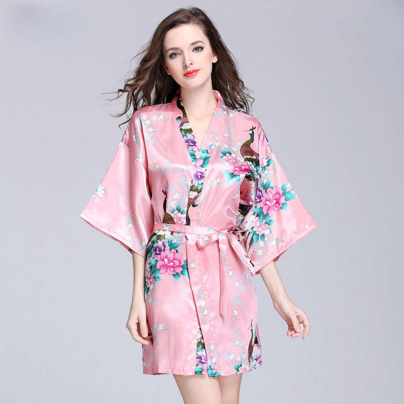 Sleeping Robe Woman Summer Spinning Real Silk Pyjamas Bridesmaid Wedding Bridesmaid Wedding Sexy Bathrobe Ice Silk Bridal Dressing Gown