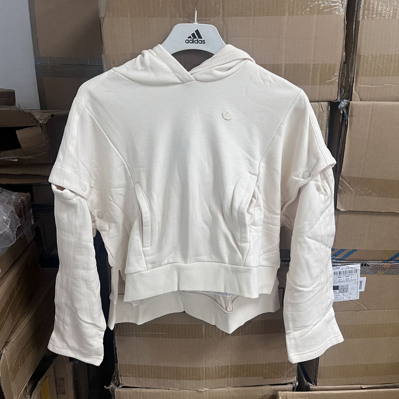 Adidas Trefoil Women's Casual Fashion Versatile Detachable Sleeve Hoodie Sweatshirt Hc6605 Original 799
