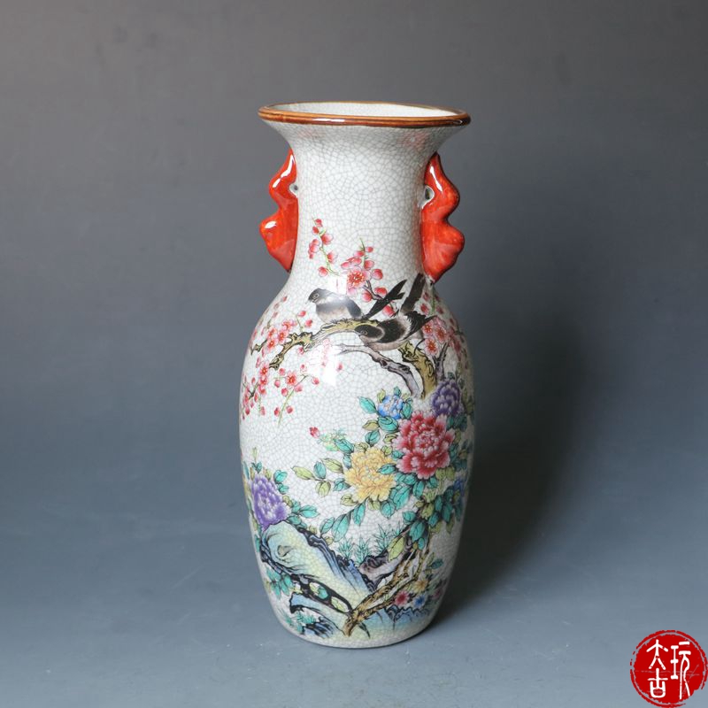 Antique Jingdezhen porcelain open sheet Pink Spring Color Full Garden Vases Home Decoration Pendulum of Ancient Play Collection