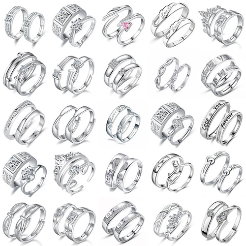 Модное безразмерное кольцо для влюбленных подходит для мужчин и женщин, регулируемое ювелирное украшение, серебро 925 пробы