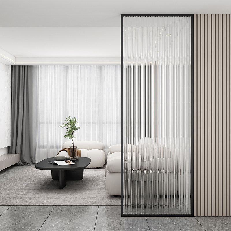 Light and simple entry screen washbasin block powder room stainless steel wrought iron partition custom Changhong ultra-white glass