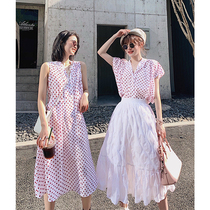 NANASTORE SLEEVELESS POLKA dot CHIFFON SWEET DRESS DRESS 2021 new summer loose top for WOMEN