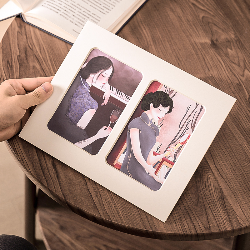 6inch Anime Illustration Picture Frame Paper Frame Three-Panel Photo Frame Cardboard Frame Mounting Chinese Style Q-Version Avatar Hand-Drawn Print