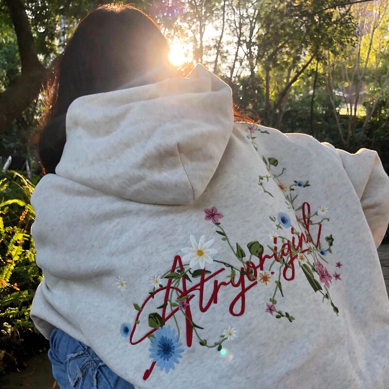 American High Street Floral Embroidered Hooded Sweatshirt for Men and Women, Pure Cotton, Loose, Niche Design, Autumn and Winter Couple Style Hoodie