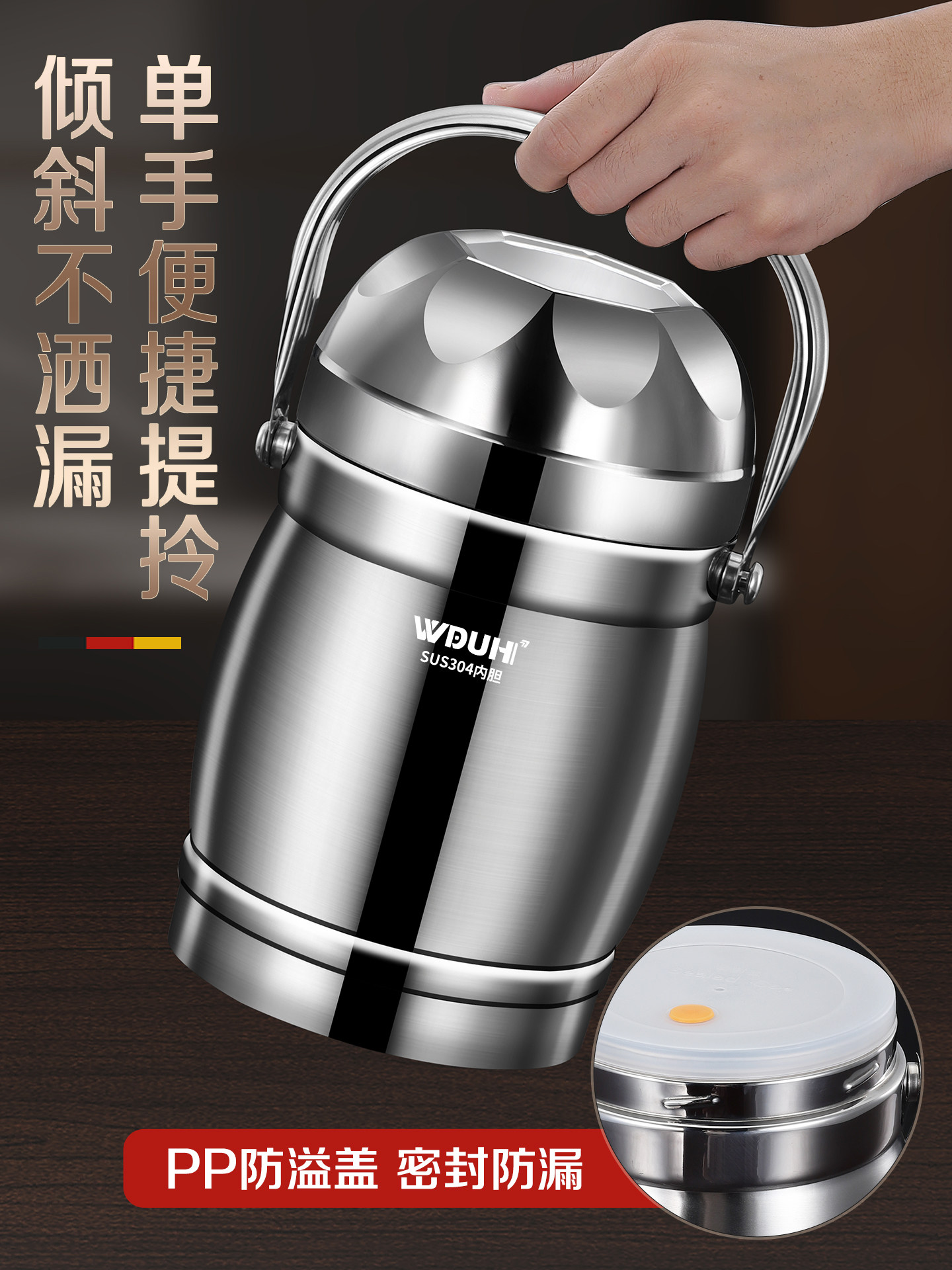 Insulated Lunch Box, Stainless Steel, Multi-Layer, Large Capacity, with Rice Pot, Portable Lunch Box for Office Workers and Students