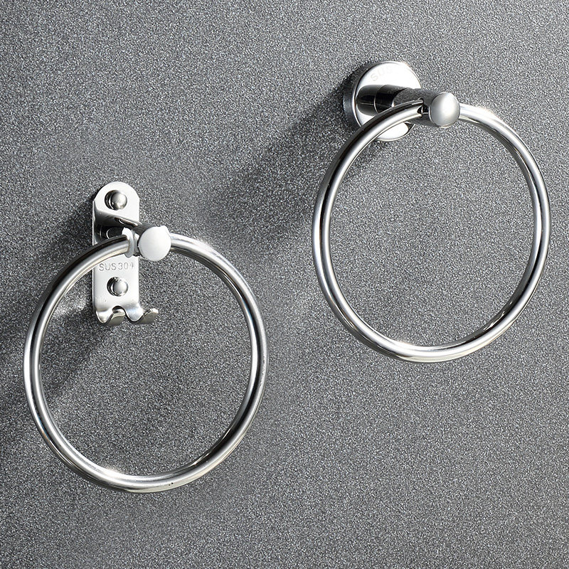 304 stainless steel towel ring free punching bathroom hanging towel ring hanging towel ring towel rack wall hanging toilet