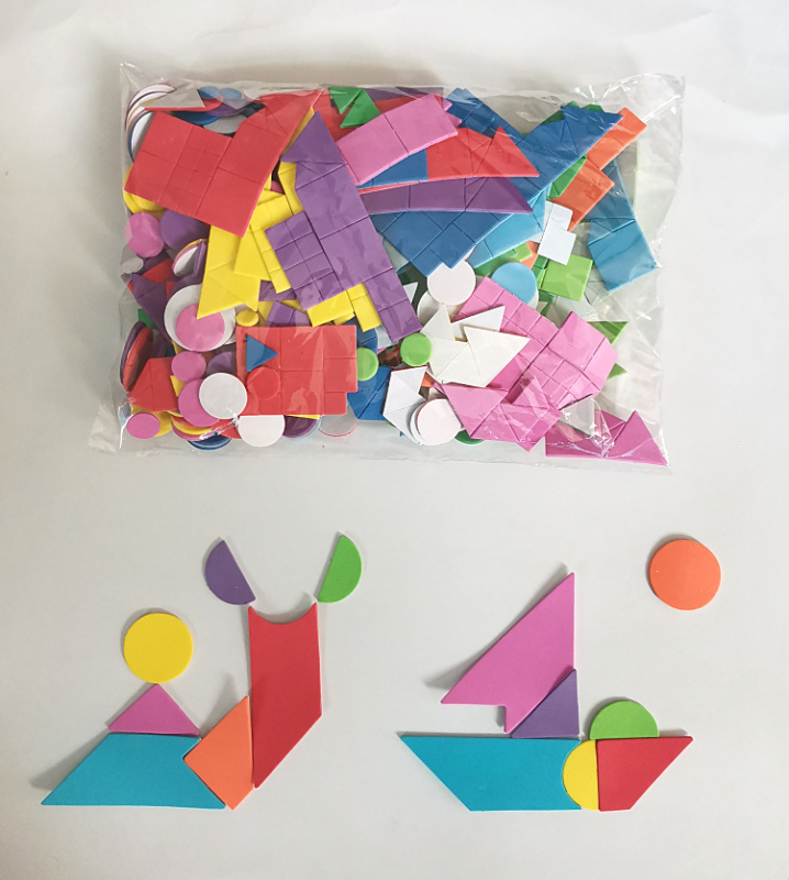 1049 Pieces/Set New Era Tangram Stickers Geometric Shapes Children's Creative Handicraft Stickers and Collages