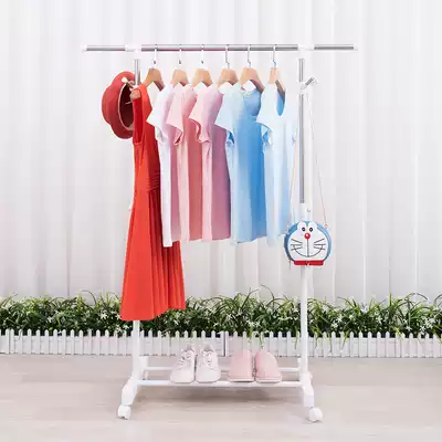 Indoor stainless steel clothes rack floor-to-ceiling bedroom single-pole folding cool clothes rack hanging balcony telescopic artifact