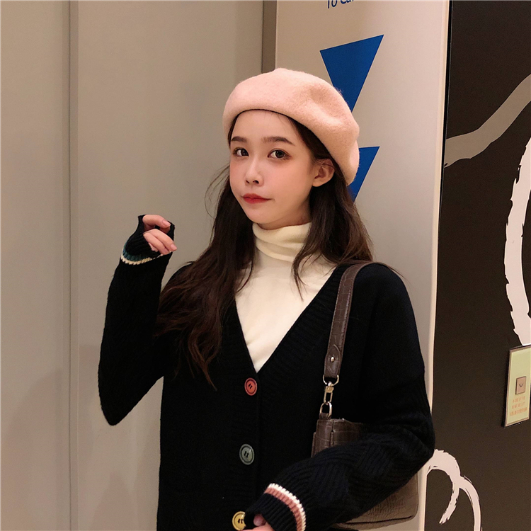 VK旗艦店 韓國學院秋冬彩色扣針織單品外套