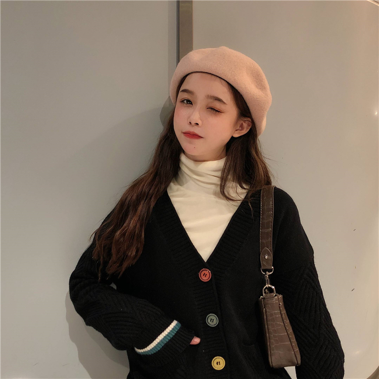 VK旗艦店 韓國學院秋冬彩色扣針織單品外套