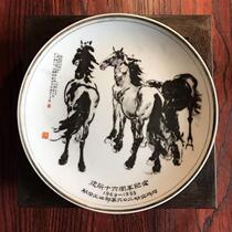 Jingdezhen Ceramics Cultural Revolution old factory goods 85 years Xu Beihong group Matu decorative plate package Old real ornaments collection
