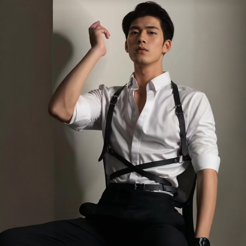 Ke Yancheng's Same Style Photo Shoot Fashion Leather Harness Strap, Casual Versatile Decorative Strap, Sexy Suspender Belt