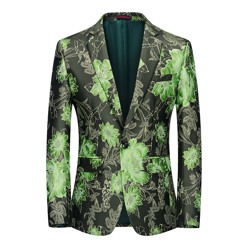 Men's Fashionable Large Size Jacket, Colorful Suit, Personalized Stage Performance, Banquet, Business Casual Small Suit, Grass Green