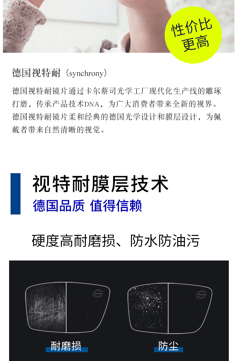 ZEISS 蔡司 视特耐防蓝光镜片2片 1.6折射率 +送钛架镜框一副 图3