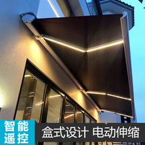 Electric shading shed telescopic canopy house eave home remote control with lamp outdoor balcony door head full box automatic anti-rain canopy