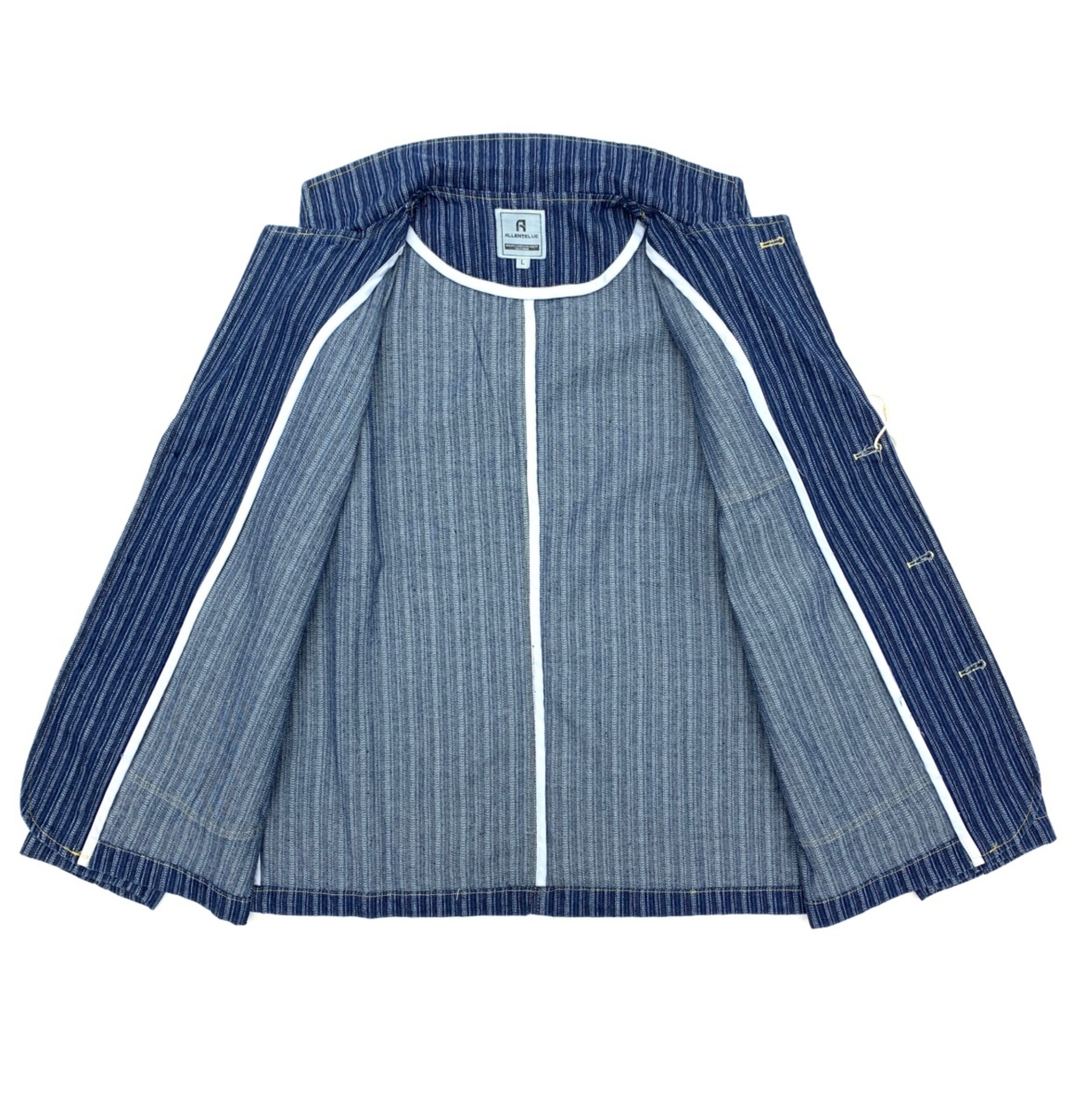 Loose Casual Suit Men Casual Single Japanese Retro Denim Striped