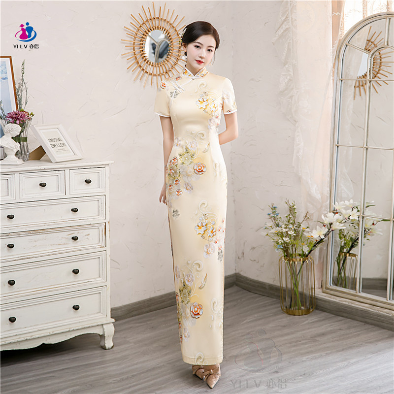 Cheongsam 2022 New Style Women's Summer Retro Performance Clothing Floral Long Dress for Young Women Improved Dress