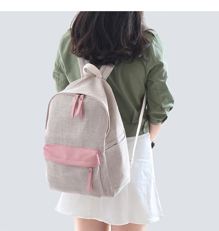 Nông thanh niên thanh niên văn học nhỏ cotton tươi và túi vải lanh vai nữ tương phản đơn giản màu ba lô học sinh trung học balo laptop nam