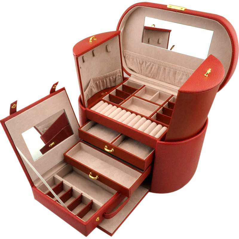 Jewelry containing box Marriage First Accessories Box Cortical Belt Lock Travel Bag Necklace Ring Birthday Gift Exquisite Gift-Taobao