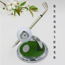 British style Golf pen holder with clock Office desk countertop decoration pen holder Golf club Metal pen holder