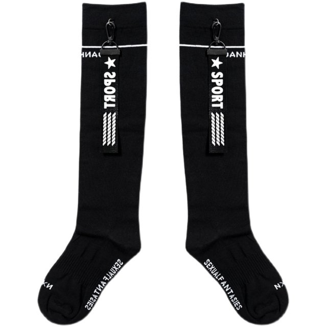 Socks women's ins trendy calf socks jk Korean style personalized pendant stovepipe black mid-calf socks pure cotton stockings autumn and winter