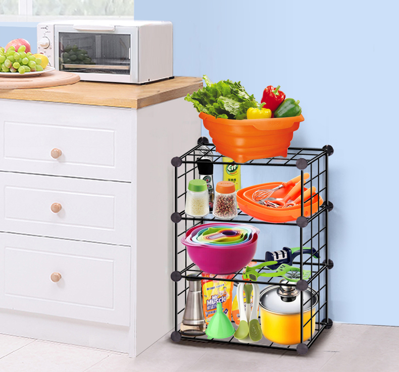 Giá đỡ gia vị nhà bếp St. John lắp ráp giá sắt sáng tạo lưới thép không gỉ đa chức năng - Kệ kệ treo tường đơn giản
