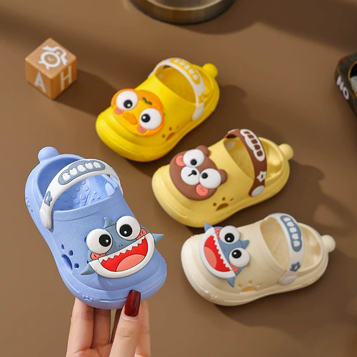 Детские тапочки, летняя мультяшная детская акула для мальчиков, слайдеры для раннего возраста, обувь, мягкая подошва