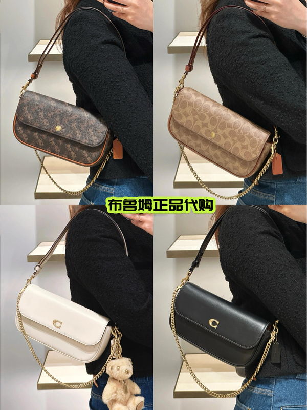 Coach Brook Series Chain Bag, Shoulder Crossbody Bag, Underarm Bag, Baguette Bag