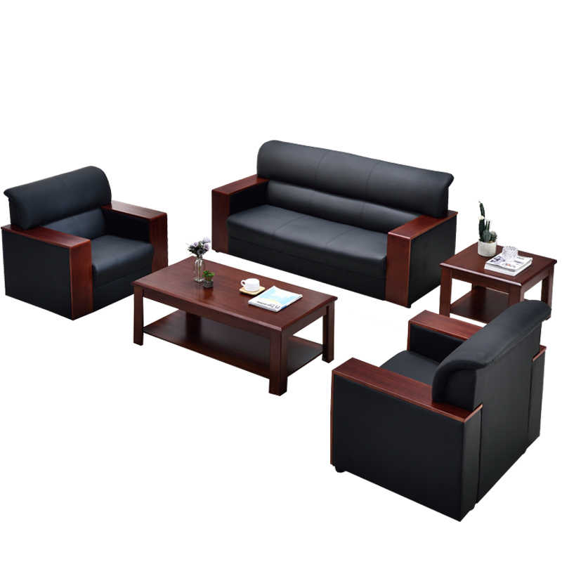 Leather Office Sofa Simple Modern Coffee Table Leather Office Sofa Simple Modern Coffee Table Combination Business Reception Meeting Single Three Person
