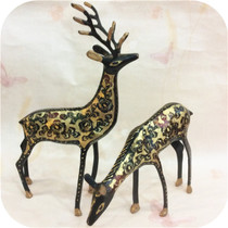 Pakistani bronze sculpture of wealthy pair of deers ethnic handicrafts bronze carvings home office ornaments and gifts
