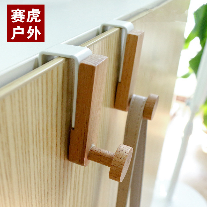 Drawer cabinet door panel hook Japanese-style rag rack wooden wrought iron towel rack hook-free nail-free multi-functional card clip type
