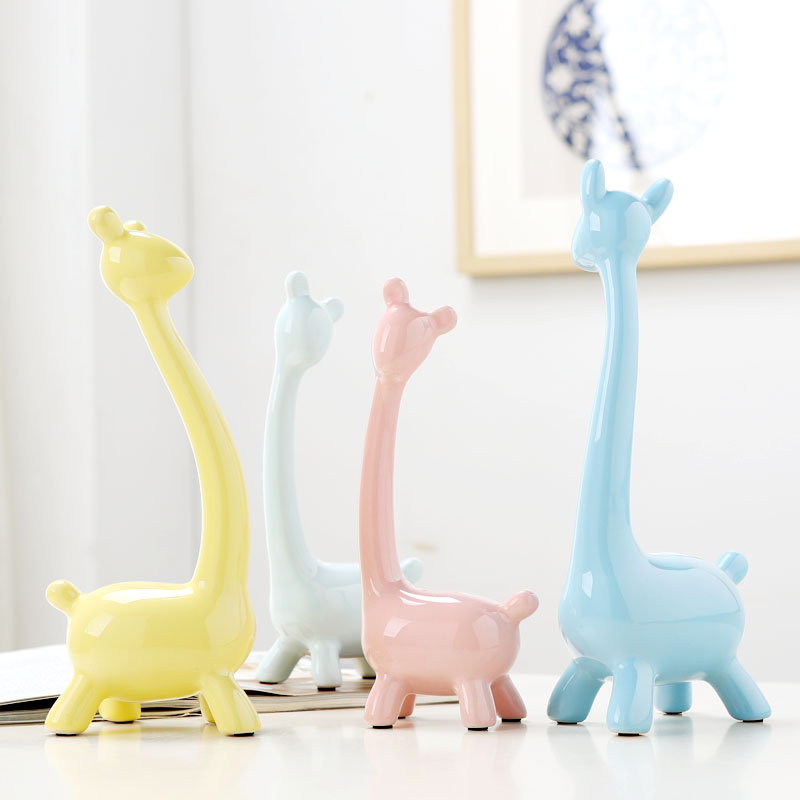 Ceramic handicraft animals. A giraffe a family home decoration desktop place adorn wine porch four furnishing articles