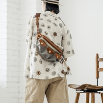 HK workshop pepper salt cowhide chest bag AP-1 messenger bag waist bag trend tooling travel shoulder bag