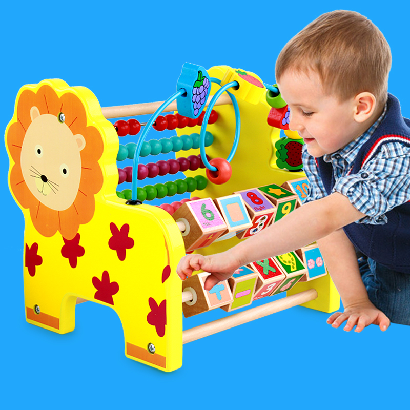 Wooden large beaded beaded puzzle early education musical instrument toy wooden hand knock piano moon baby 0-1-2-3 years old