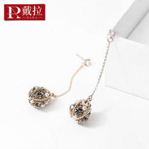 Dela 925 silver pin personality senior sense earrings female temperament winter Net red retro long ear clip earrings