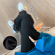 Black velvet sweatpants women autumn and winter 2021 New thick waffle pants slim loose toe casual pants