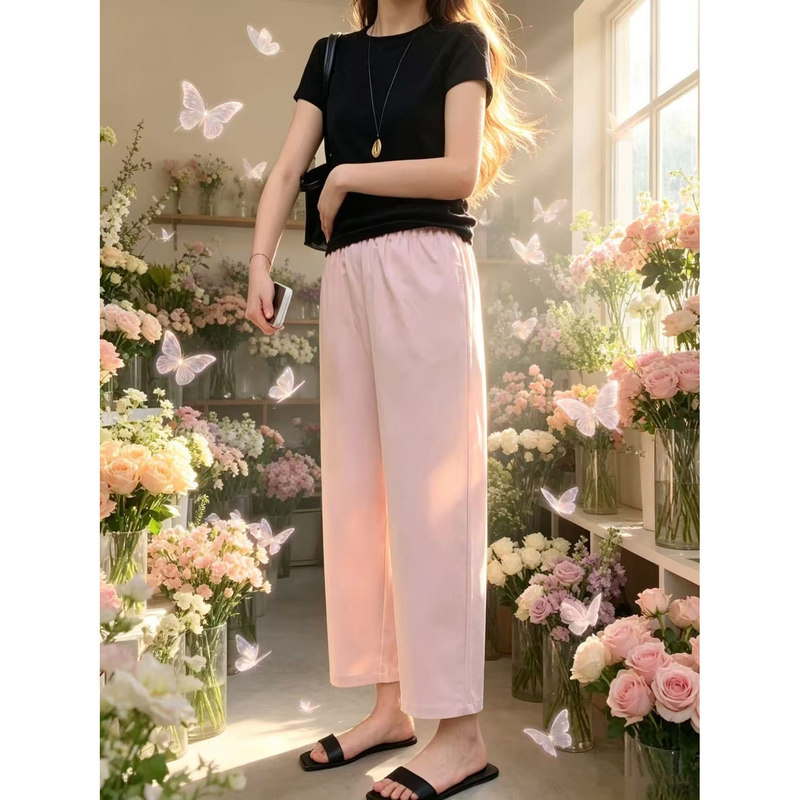 Summer and Early Autumn Can Be Worn with a Stylish and Simple Look, Slimming, Wrinkle-Resistant, Cool-Feeling, Ankle-Tied Nine-Point Straight-Leg Pants. Special Offer