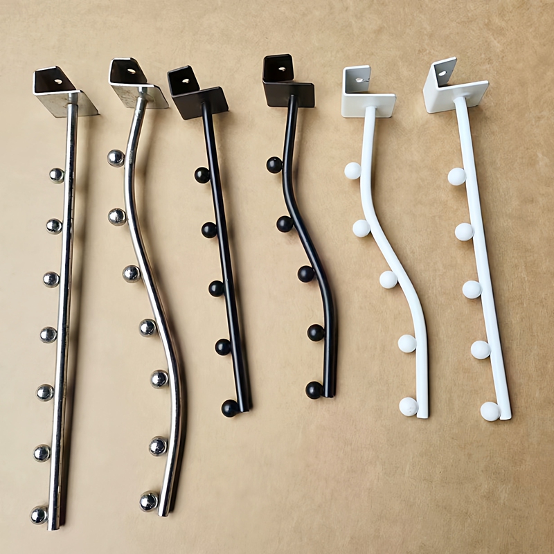 Seven-Bead Five-Bead Square Tube Hook, Electroplated Silver and Black, Straight Hook for 15mm Square Tube, Straight and Curved Five-Seven Bead Hook