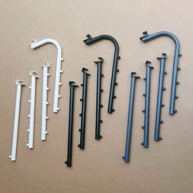 Square pipe shelves hooked gooseneck hook round pipe with long plus thick pipe hook white black clothing hook