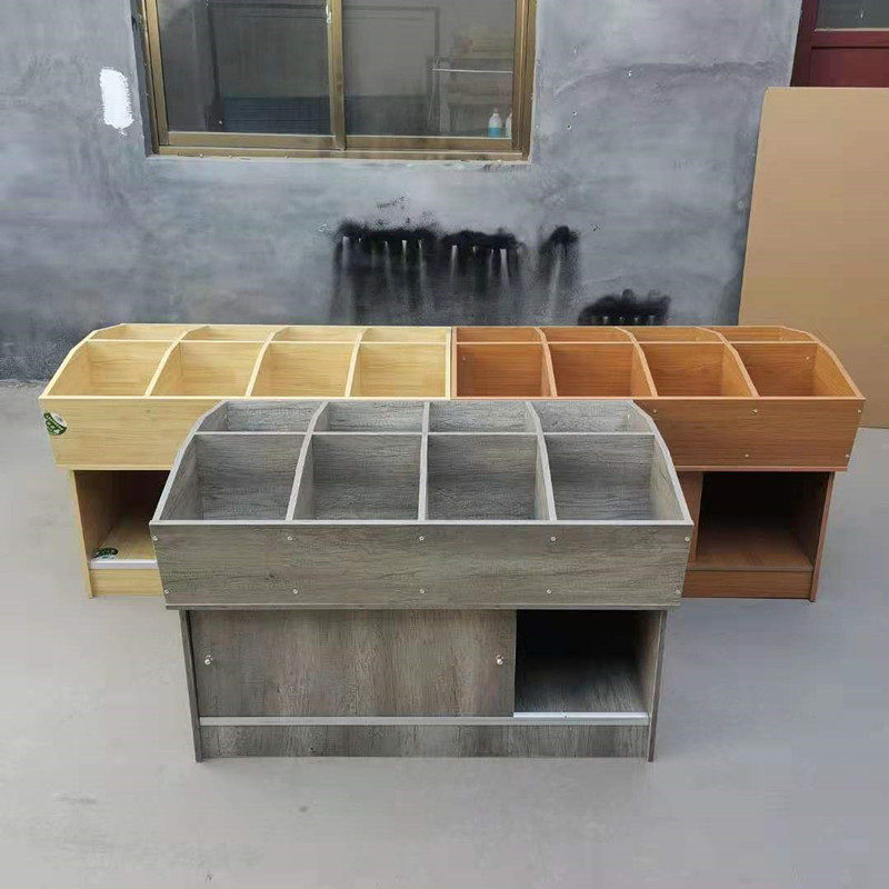 Supermarket rice bucket Rice bucket rice cabinet Assembled eight-grid wooden rice noodle shelf Five-grain cabinet Dried fruit bulk container