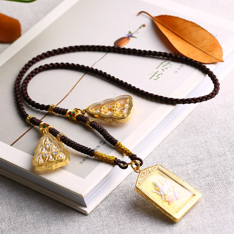 Original hand-finished Thai Buddha brand chain Buddha brand lanyard single hanging three-hanging Thai enamel accessories