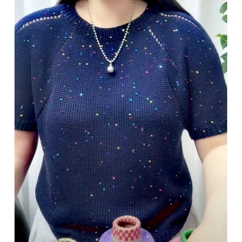 Summer Modal Yarn with Large Sequins, Suitable for Both Hand Knitting and Crochet (One Bucket Contains 0.4kg Pieces) with Free Tools and Tutorials