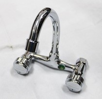 Jiumu all copper double handle double hole into the wall hot and cold sink vegetable basin kitchen faucet 2401-255