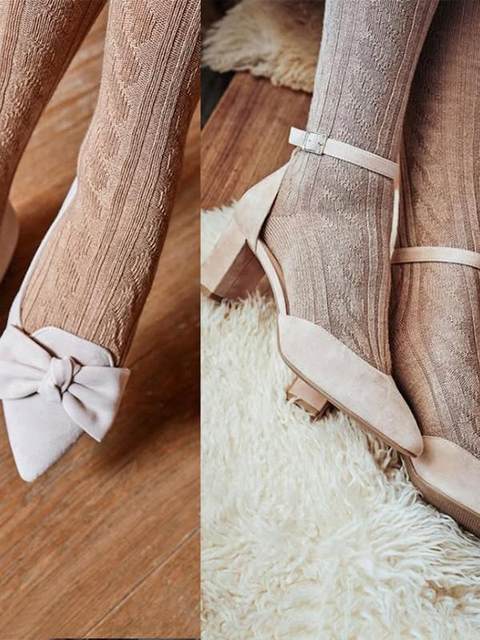 German Imported Hudson Winter Plait Wool-Blend Cable Knit Autumn and Winter Warm Semi-Sheer Tights