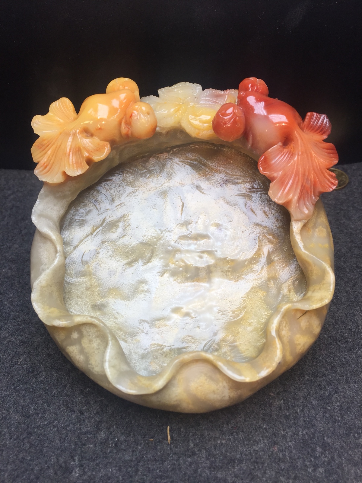 Shoushan Stone, hibiscus Stone, Changhua chicken blood field, yellow jade stone carving pen washing ashtray goldfish tank flower pot ornaments handlebar