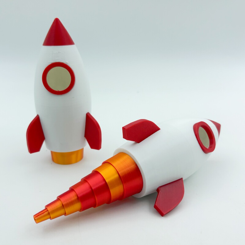 3D Printed Retractable Rocket Keychain Creative Stress Relief Toy Space Rocket Themed Pendant Student Trendy Accessory 3D Printed Retractable Rocket Keychain Creative Stress Relief Toy Space Rocket Themed Pendant Student Trendy Accessory