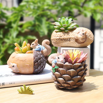 zakka creative squirrel fleshy flowerpot micro field landscape ornaments decoration Wall Wall Christmas gift flower
